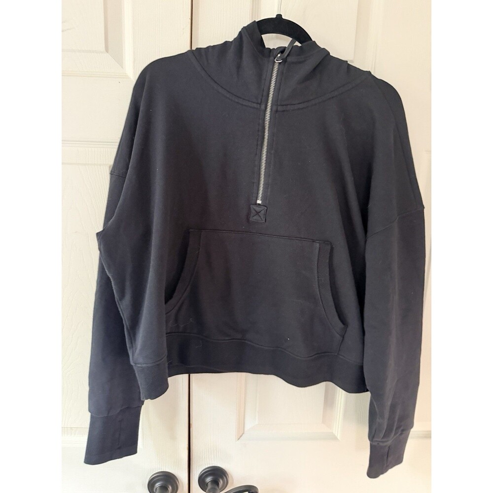 NEW JoyLab Womens XL Half Zip Loose Fit Hooded Sweatshirt Black pockets Athletic - Picture 8 of 8